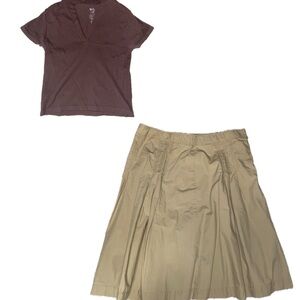 Women's bundle Khaki A-Line Skirt - Beige Casual Cotton Blend